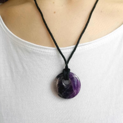 Amethyst Donut Pendant Necklace